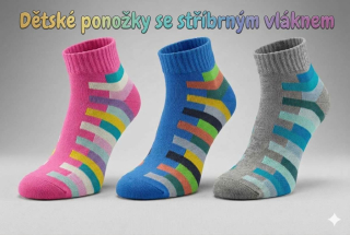 Dětské bavlněné kotníkové ponožky stříbrné vlákno A12/D